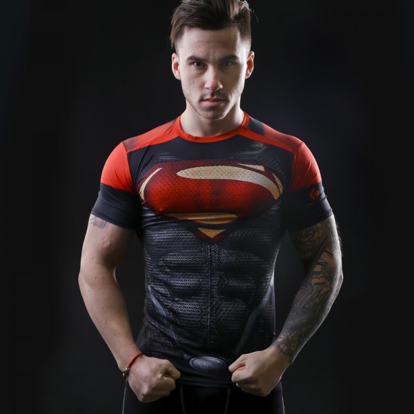   2016 marvel batman compression shirt fitness tights crossfit quick dry short sleeve t shirt Summer Men tee tops clothing