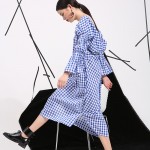   2017 Spring new Korean temperament hollow back design split personality sweet Plaid Dress wholesale 8315