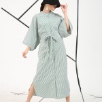   European American style 2017 spring new Fashion loose shirt sleeve striped dress wholesale long section AS11565