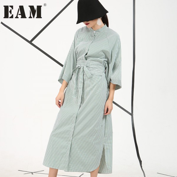   European American style 2017 spring new Fashion loose shirt sleeve striped dress wholesale long section AS11565