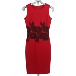   New Summer Sleeveless Floral Print Belted White/Yellow/Pink/Red/Purple Dresses Work Office Casual Party Pencil Dress 215