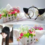  2017 Women Fashion Charming Lovely High Quality White/Black Fox Cat Ear Fur Hair Clip Hairband Bell Hairwear