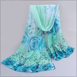  2017 Women Spring Scarf Fashion Chiffon Silk Scarf Flowers Roses Hot Sell Bandana Printing thin shawl Scarves bufandas