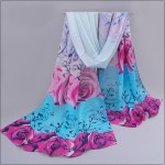  2017 Women Spring Scarf Fashion Chiffon Silk Scarf Flowers Roses Hot Sell Bandana Printing thin shawl Scarves bufandas