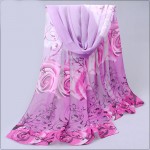  2017 Women Spring Scarf Fashion Chiffon Silk Scarf Flowers Roses Hot Sell Bandana Printing thin shawl Scarves bufandas