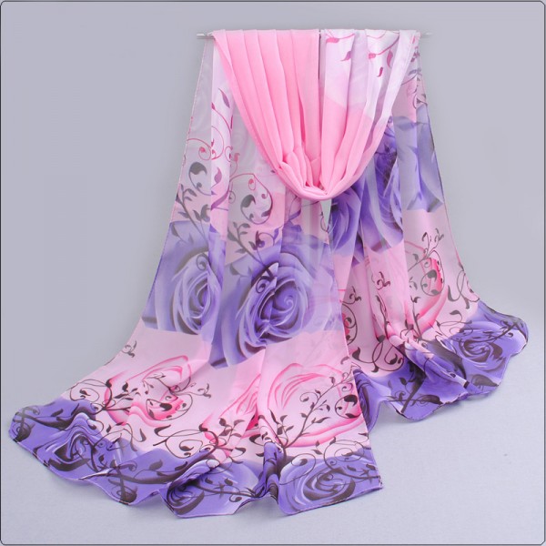  2017 Women Spring Scarf Fashion Chiffon Silk Scarf Flowers Roses Hot Sell Bandana Printing thin shawl Scarves bufandas