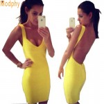  2017 Women summer sexy spaghetti strap backless celebrity HL bandage dress night club party mini dress vestido wholesale HL1113