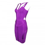  2017 new fashion summer dress purple Sleeveless off shoulder strapy bodycon bandage dress club dresses vestidos party dress