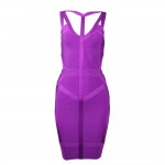  2017 new fashion summer dress purple Sleeveless off shoulder strapy bodycon bandage dress club dresses vestidos party dress