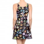  Autunm Dress Sexy Sleeveless Women Dresses Pokemon GO Pikachu Print Vestidos Woman Skater Dress Womens Clothing