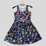  Autunm Dress Sexy Sleeveless Women Dresses Pokemon GO Pikachu Print Vestidos Woman Skater Dress Womens Clothing