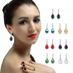  Fashion Green Main Color Drop Earrings female Silver Plated Crystal Long Earring For Women Rhinestone Drop Earrings brincos