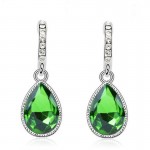  Fashion Green Main Color Drop Earrings female Silver Plated Crystal Long Earring For Women Rhinestone Drop Earrings brincos