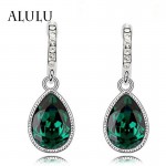  Fashion Green Main Color Drop Earrings female Silver Plated Crystal Long Earring For Women Rhinestone Drop Earrings brincos
