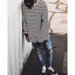  Fashion Men's Oversized Hoodies Plus Size Street White Black Striped Loose Baggy Hoody Long Sleeve Hoodie Men For Hipster