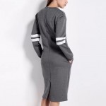  Fashion Women Sweatshirt Dresses 87 Letter Print Round Neck Long Sleeve Thick Casual Autumn Dress Long Maxi Jurk QJWM8293