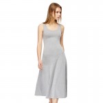  Ladies Summer New Style Grey O-Neck Dresses Women Casual T-shirt Long Dress Pure Cotton  Mid-Calf Dress 