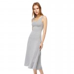  Ladies Summer New Style Grey O-Neck Dresses Women Casual T-shirt Long Dress Pure Cotton  Mid-Calf Dress 