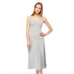  Ladies Summer New Style Grey O-Neck Dresses Women Casual T-shirt Long Dress Pure Cotton  Mid-Calf Dress 