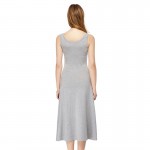  Ladies Summer New Style Grey O-Neck Dresses Women Casual T-shirt Long Dress Pure Cotton  Mid-Calf Dress 