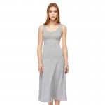  Ladies Summer New Style Grey O-Neck Dresses Women Casual T-shirt Long Dress Pure Cotton  Mid-Calf Dress 