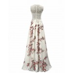  MDBRIDAL Women Print Wedding Dress Floral Patterns Lace Top A-line Gown Sleeveless Bridal Dress Custom Size