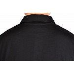  Men's 100% New Merino Wool Short Sleeve blak POLO Shirt  Out Door Lightweight Tee Lapel Turn-down V Collar Button