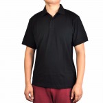  Men's 100% New Merino Wool Short Sleeve blak POLO Shirt  Out Door Lightweight Tee Lapel Turn-down V Collar Button