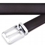  Men's Genuine Leather Belt Waist Metal Buckle Belts With Toothpick Pattern White Dress Belt And Black Belt Buckle Silver