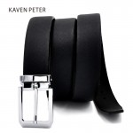  Men's Genuine Leather Belt Waist Metal Buckle Belts With Toothpick Pattern White Dress Belt And Black Belt Buckle Silver