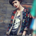  New 2016 Fashion Basic Coat Women Vintage Embroidery Print Jacket Ladies Ethnic Style 3/4 Sleeve Slim Short Jackets 03B 25