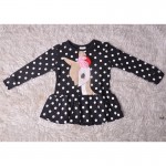  New Children Of Roe Deer Animal Print Deer Bow Long Sleeved Clothing Party Girl Clothing T-shirts And Children blue girl dress