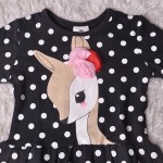  New Children Of Roe Deer Animal Print Deer Bow Long Sleeved Clothing Party Girl Clothing T-shirts And Children blue girl dress