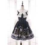  New Summer Sweet Mori Girl Lolita Dress Constellation Pegasus Agaric Lotus Leaf Printed JSK Dress with Bow