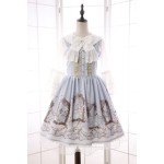  New Summer Sweet Mori Girl Lolita Dress Constellation Pegasus Agaric Lotus Leaf Printed JSK Dress with Bow