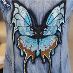  Plus Size Clothing Women Short Mini Jeans Dress Women Butterfly Embroidered Casual Cotton Summer Denim Dresses Ladies Vestidos