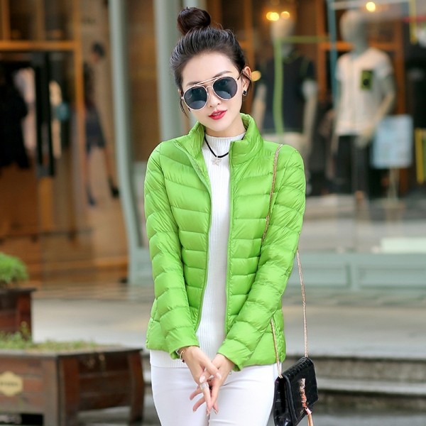  Solid Color Winter Women Down Jacket Pocketable Fashion  Duck Feather Ultra Lightweight Jacket sha029