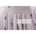  Summer New Mori Girl Dress Sweet Musical Note Printed Short Puff Sleeve Dress for Women