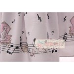  Summer New Mori Girl Dress Sweet Musical Note Printed Short Puff Sleeve Dress for Women