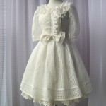  Sweet Half Sleeve Bow Knot Organza Pleated Organza Lolita Dress for Girl Free Shipping