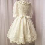  Sweet Half Sleeve Bow Knot Organza Pleated Organza Lolita Dress for Girl Free Shipping