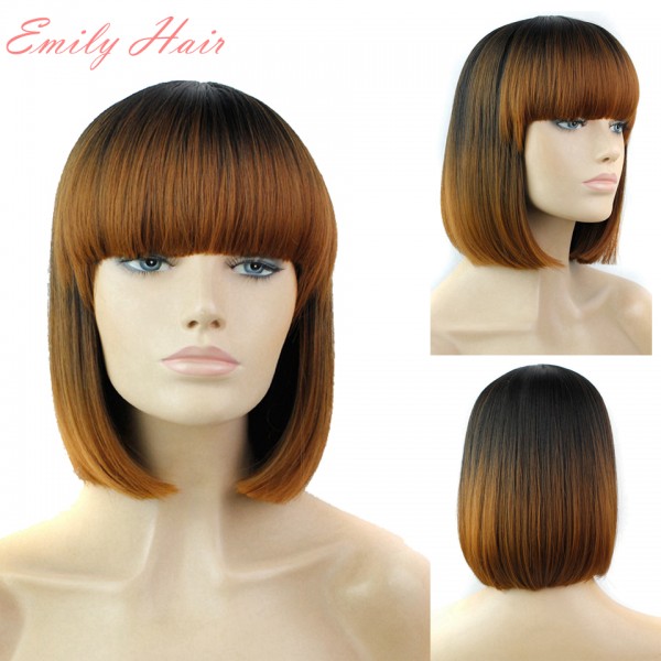  Synthetic Wigs Full Bang Straight Short Wigs for Black Women 11" Cheap Synthetic Wigs Melanie Martinez Wig Ombre perruque Brown