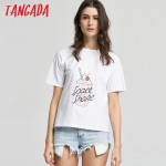  Tangada Fashion Women Summer Icecream Printed White T shirt Short Sleeve Cozy T-Shirts top tees Girl t shirt 90's AI2