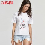  Tangada Fashion Women Summer Icecream Printed White T shirt Short Sleeve Cozy T-Shirts top tees Girl t shirt 90's AI2