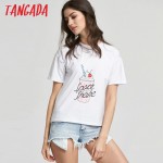  Tangada Fashion Women Summer Icecream Printed White T shirt Short Sleeve Cozy T-Shirts top tees Girl t shirt 90's AI2