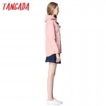  Tangada Spring Fashion Women Windbreaker Basic Coats Pink Bomber Jacket Pocket Zipper hooded print outwear Woman XL Plus BOG13