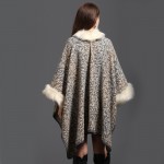  Winter Women Sweater Cardigan Female   High Quality  Faux Fox Fur Collar Poncho Cape Wool Shawl Cape 3 Colour