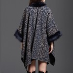  Winter Women Sweater Cardigan Female   High Quality  Faux Fox Fur Collar Poncho Cape Wool Shawl Cape 3 Colour