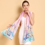  Women  Mulberry Silk Scarf Shawl Spring Autumn Female Genuine Long Silk Scarf Women Printed Shawls Beach Cover-ups 175*52cm