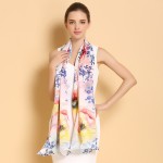  Women  Mulberry Silk Scarf Shawl Spring Autumn Female Genuine Long Silk Scarf Women Printed Shawls Beach Cover-ups 175*52cm